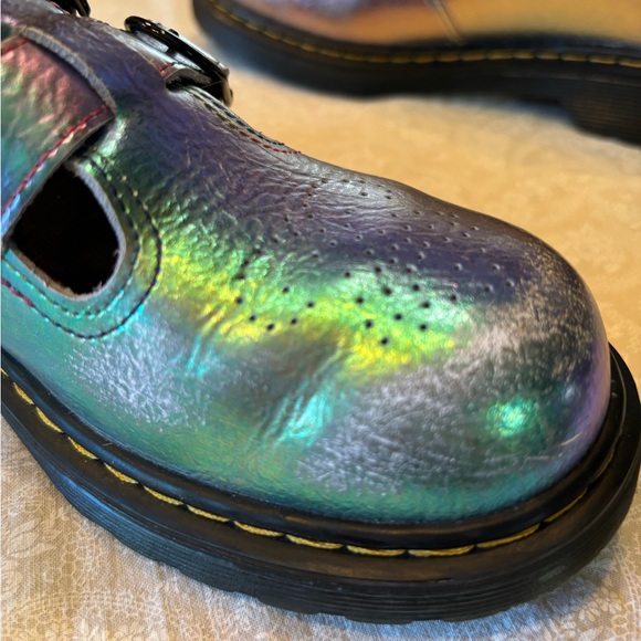 Dr. Martens Iridescent Rainbow Crinkle Leather Mary Jane Shoes. - Picture 9 of 10
